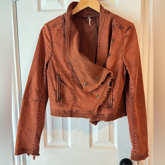Free People Boho Collapsing Twill Raw
Edge Jacket Hanna Rustic Orange Size S - Picture 11 of 16